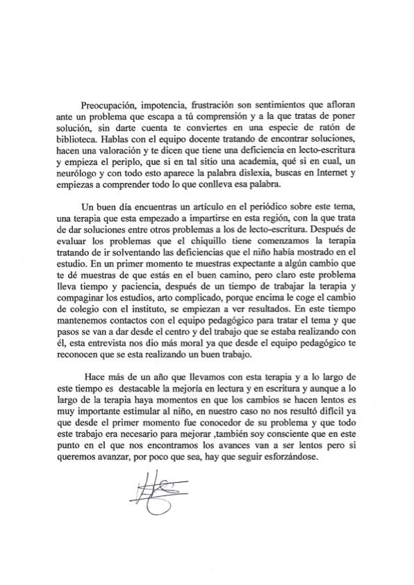 Testimonio de paciente de Terapia Visual en Asturias Padre de Sergio 13 años